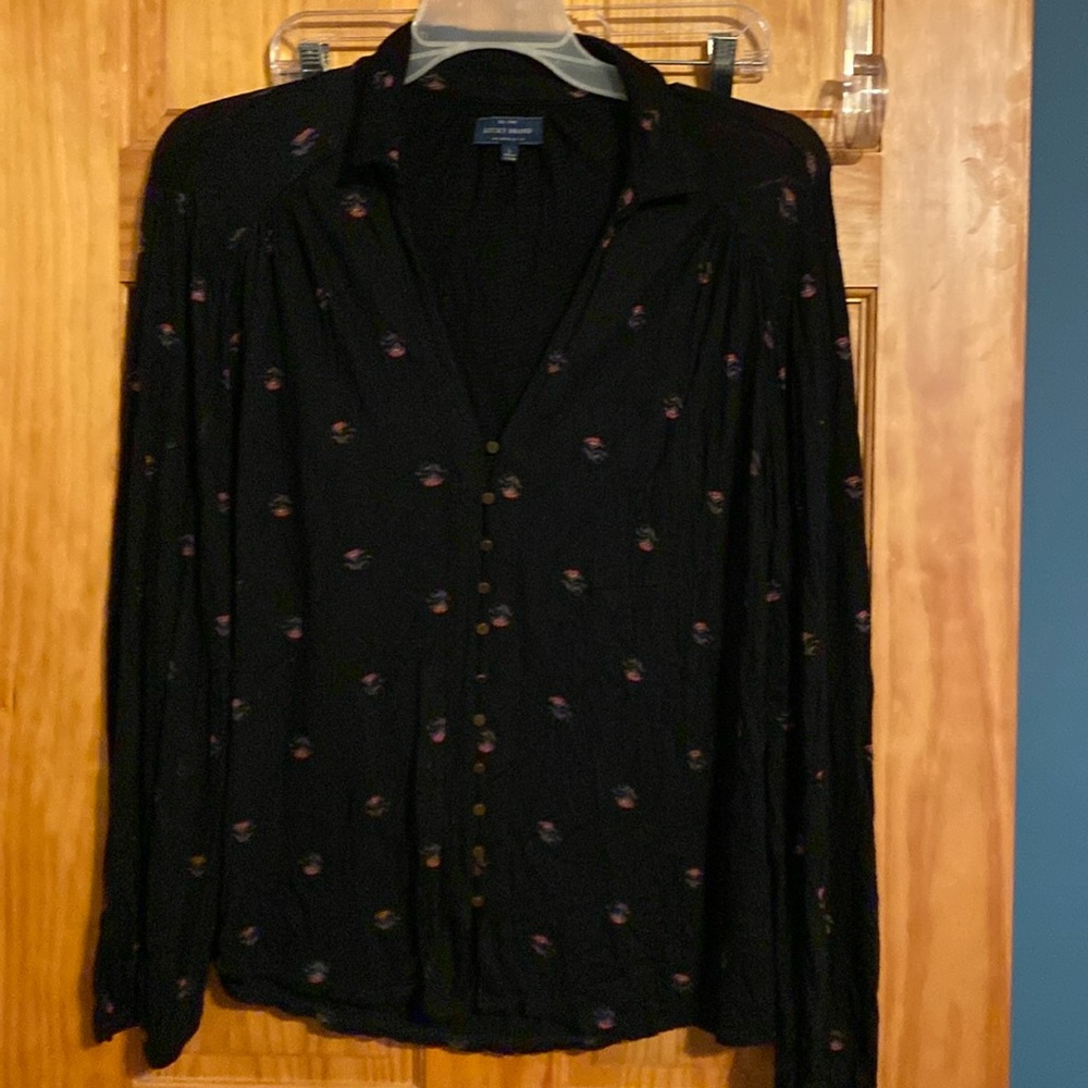 Lucky Brand V-neck Collared Blouse